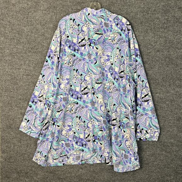 Maggie Barnes Womens Retro Floral Tunic Blouse Size 5X Button Front Artsy Boho - Picture 5 of 7